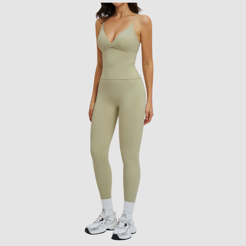 Wholesale thin-strap sports tank top + leggings 2-piece set