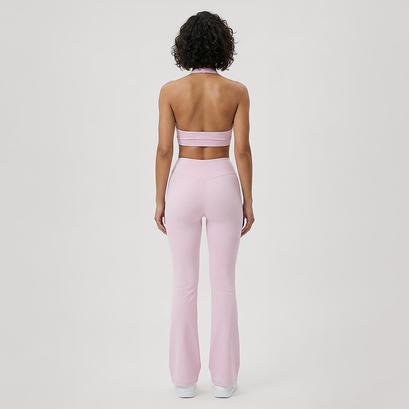Deep V halter neck bra + high waisted pant 2-piece set