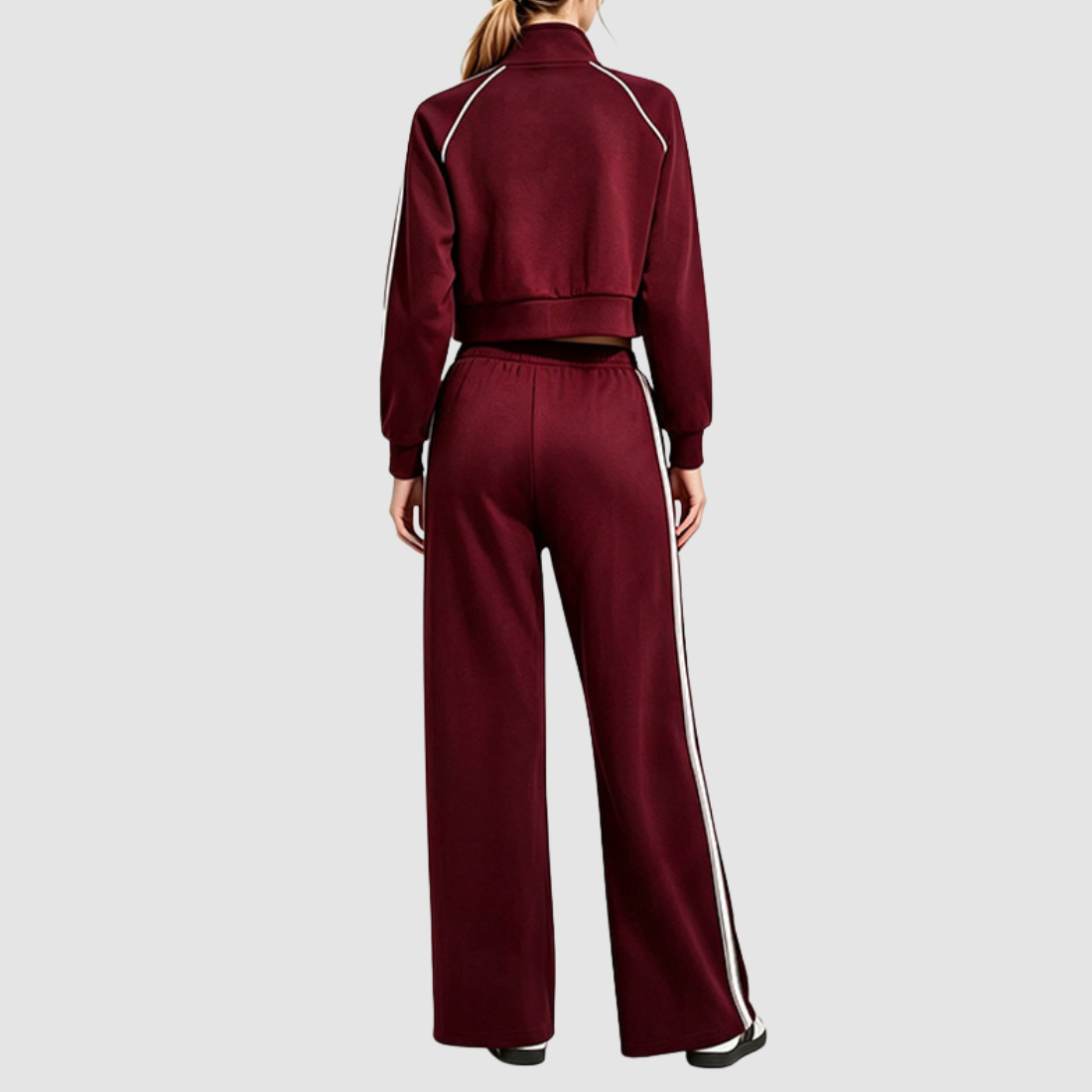 Wholesale Women’s Stripe Jacket & Straight-Leg Pants Separates – Cotton Blend Activewear