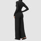 Wholesale Women's Zip-UP Long-Sleeve Wide-leg Yoga Overalls Bodysuit