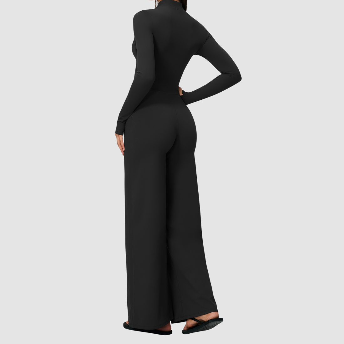 Wholesale Women's Zip-UP Long-Sleeve Wide-leg Yoga Overalls Bodysuit