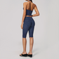 Wholesale Women's Deep V high-elastic polka-dot vest + high-waisted Capri Shorts Set