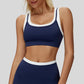 Fake two-piece contrast color stitching sports bra
