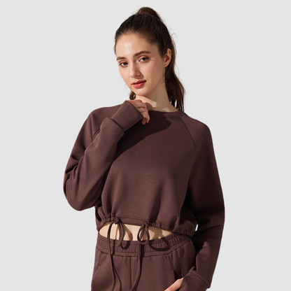 Wholesale Loose Drawstring Round Neck Yoga Sweatshirt