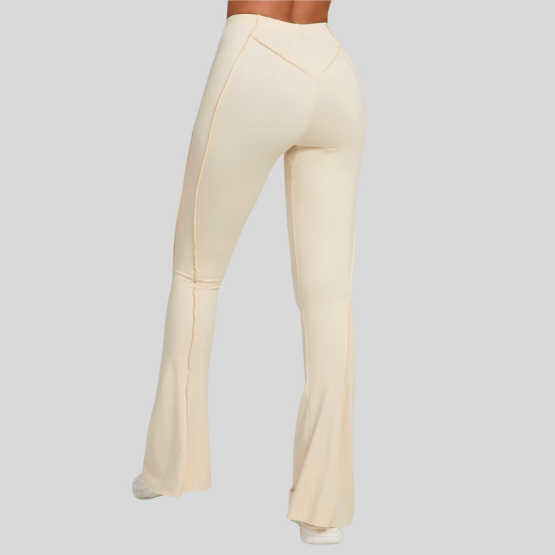 High-waisted and slightly flared casual athletic pants