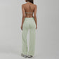 Halter-neck backless bra + loose wide-leg pants 2-piece set