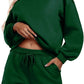 Round neck loose casual sweatshirt+Loose-fitting athletic shorts 2-piece set