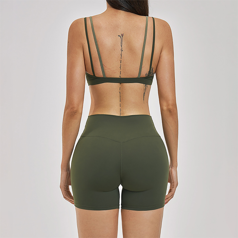 Naked and beautiful back bra + quick drying shorts 2-piece set