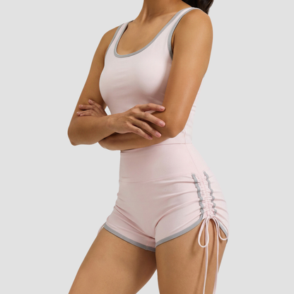 Wholesale Women's High-Support Sports Bra & Shorts Yoga Set w/ Chest Pad