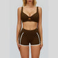 Beautiful Backless Sports Bra+Contrasting Fitness Shorts 2-piece set