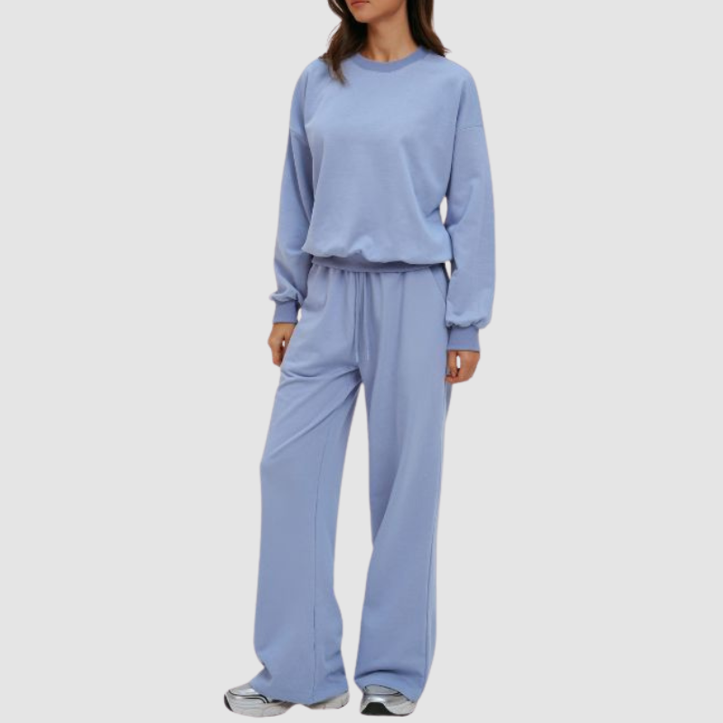 Wholesale loose round neck sweatshirt + loose sweatpants