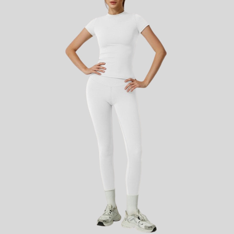 Short-Sleeve Slim Fit Tee+High-waisted leggings 2-piece set