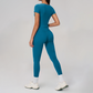 Wholesale Seam-Detail Cropped T-Shirt & High-Waist Leggings Set – Brushed Yoga 2-Piece