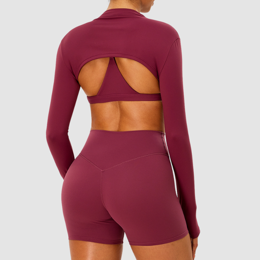Wholesale Naked-Feel Half-High Collar Long-Sleeve Yoga Shrug – Cutout Sports Cardigan Coverup