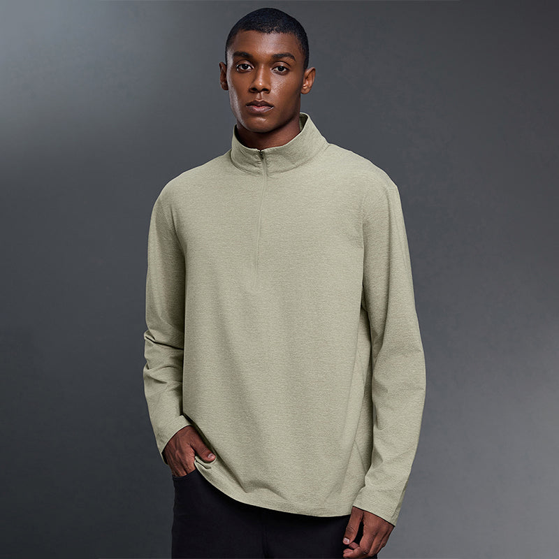 Half-zip stand-up collar long-sleeved T-shirt