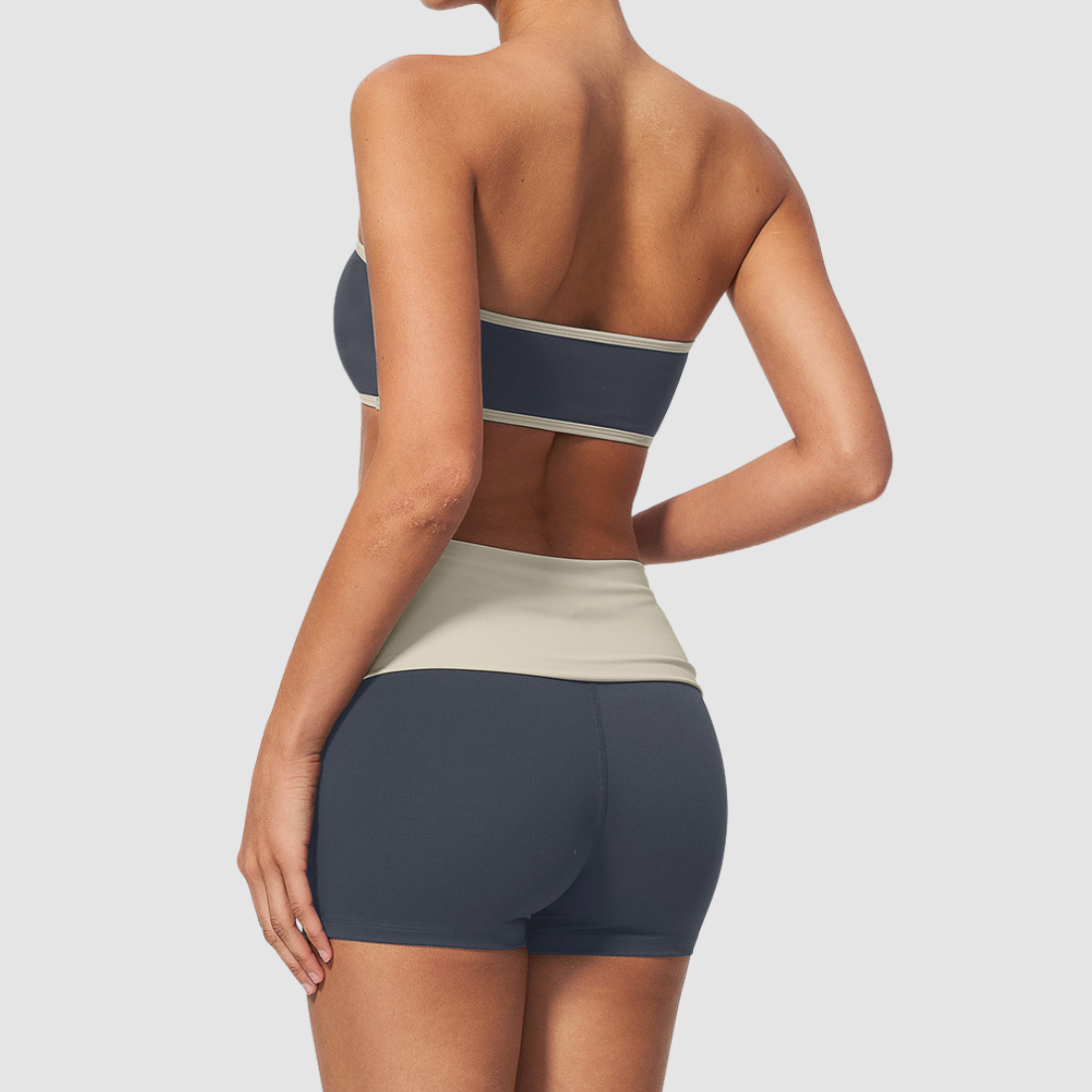 Wholesale Bandeau Contrast Color Yoga Set – Hip Lifting Fitness Outfit