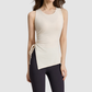 Wholesale Women's Ribbed Yoga Tank Top with Drawstring Hem & Side Slit – TX309