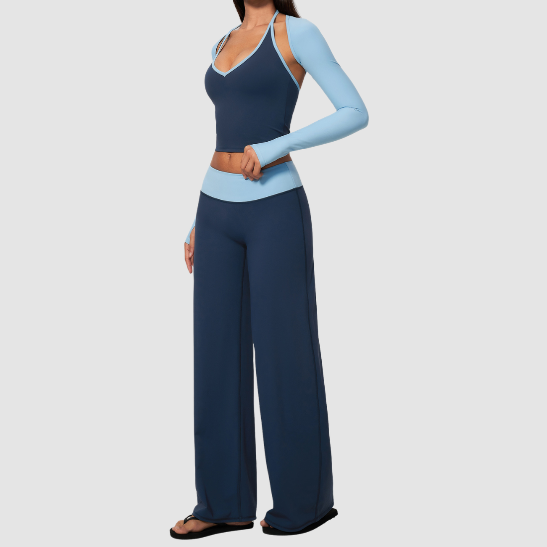 Wholesale Women’s 3-Piece Halter Yoga Set – Tank, Long Pants & Shrug