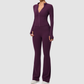 Wholesale Women's Activewear Zip Pocket Jacket & Flare Pants Yoga Set