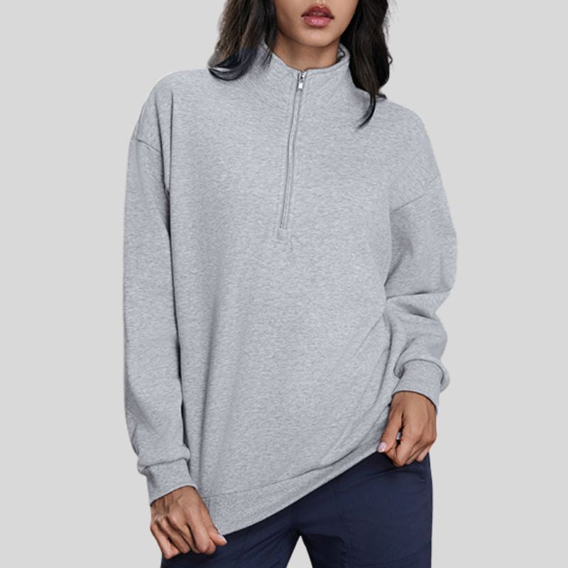 Half-Zip Stand Collar Fleece Sweatshirt