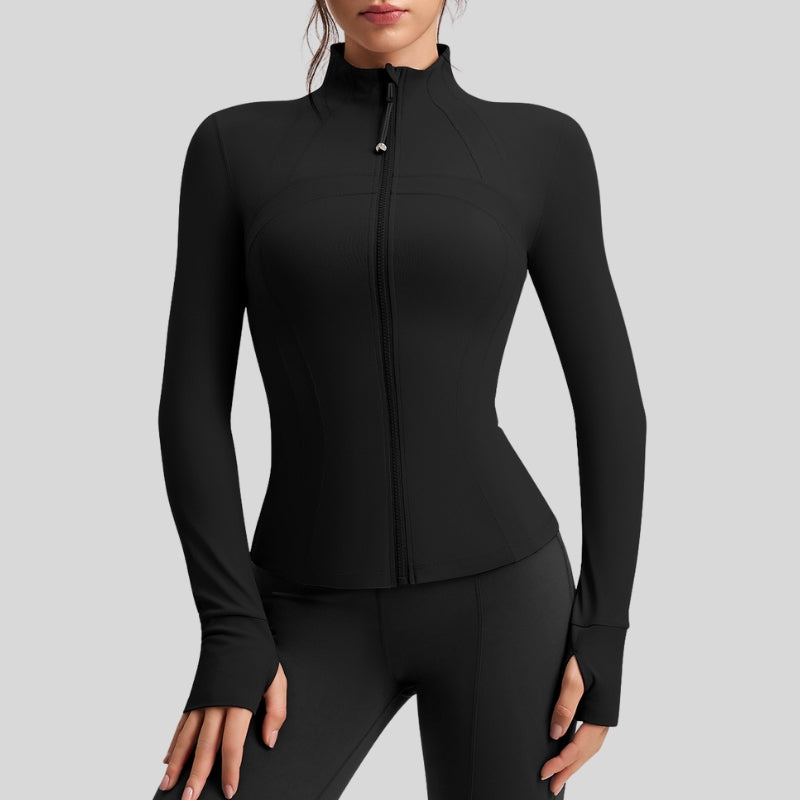 Slim-fit stand-up zip-up jacket