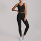 Wholesale Women's fake two-piece tank top & High-Waist Leggings Set - Naked Feel Yoga Gym Activewear