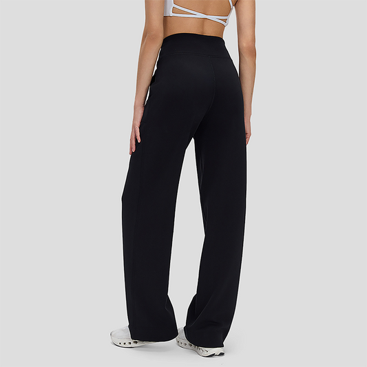Wholesale Women's High-Waist Flowy Wide-Leg Pants – Drawstring Waist Relaxed Pilates Yoga Trousers