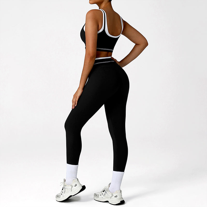Wholesale faux two-piece sports bra + leggings