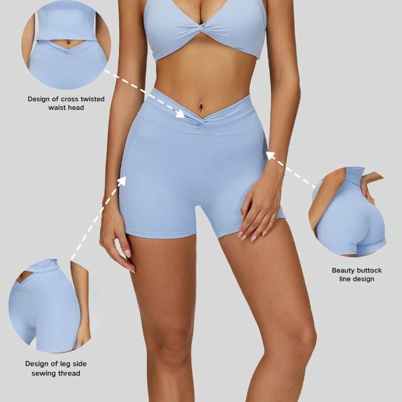 Pleated waistband sport shorts