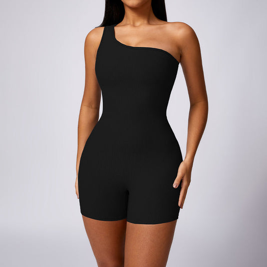 Wholesale Oblique one-shoulder exercise fitness bodysuits | Wonderxfans bulk activewear