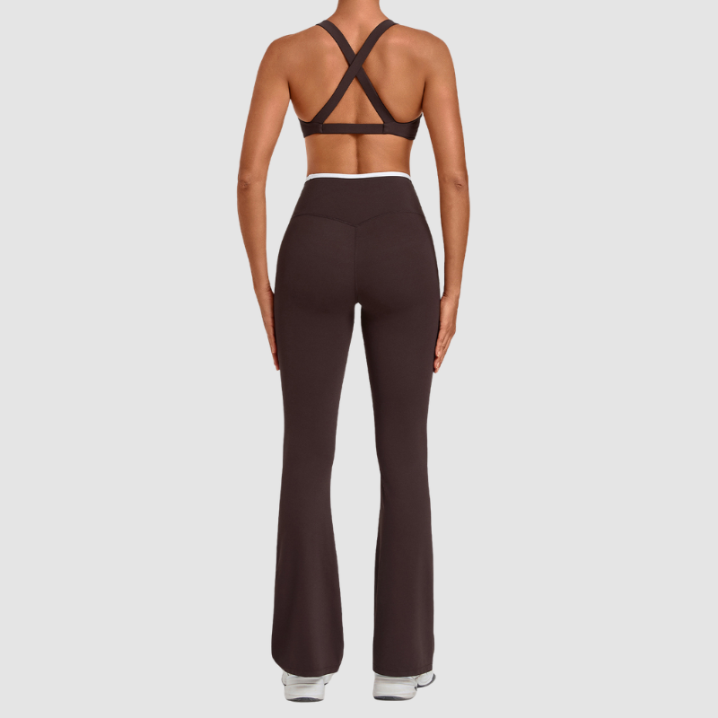 Wholesale Colorblock Yoga Set Sports Bra & Flare Pants – Naked Feel Activewear