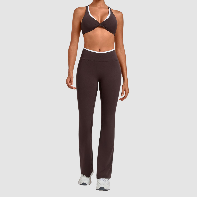 Wholesale Colorblock Yoga Set Sports Bra & Flare Pants – Naked Feel Activewear