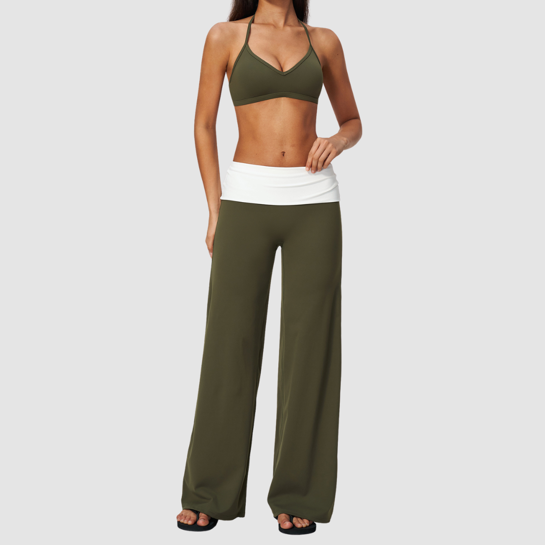 Wholesale Women’s Halter Sports Bra & Wide-Leg Yoga Pants Set
