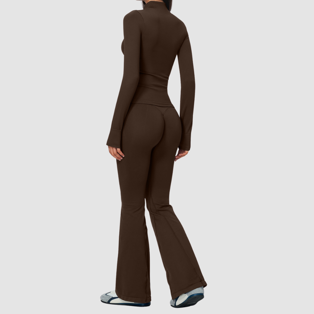 Wholesale Women's Zip-Front Jacket & Flared Yoga Pants Set