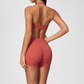 Wholesale Women's Halter Neck Yoga Set – Padded Bra & High-Waist Shorts Activewear