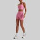 Wholesale Cross-Back Sports Bra & High-Waist Biker Shorts Set – Naked-Feel Quick-Dry Yoga 2-Piece