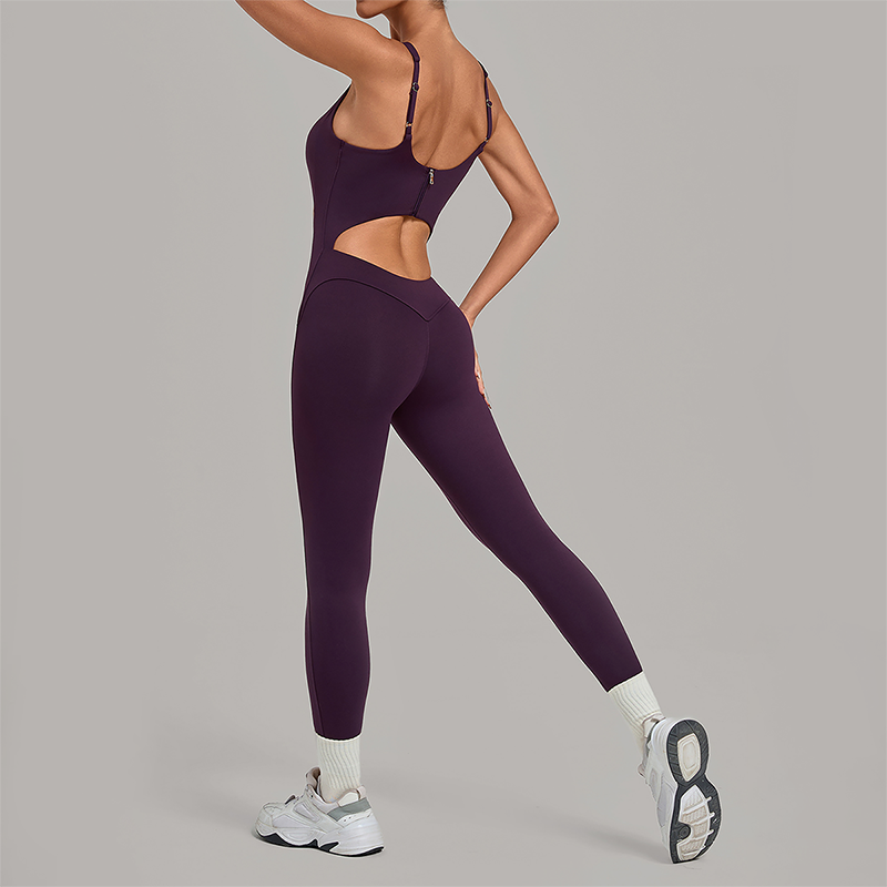 Wholesale Women's Sleeveless Crop Top Back Zip Yoga Bodysuit