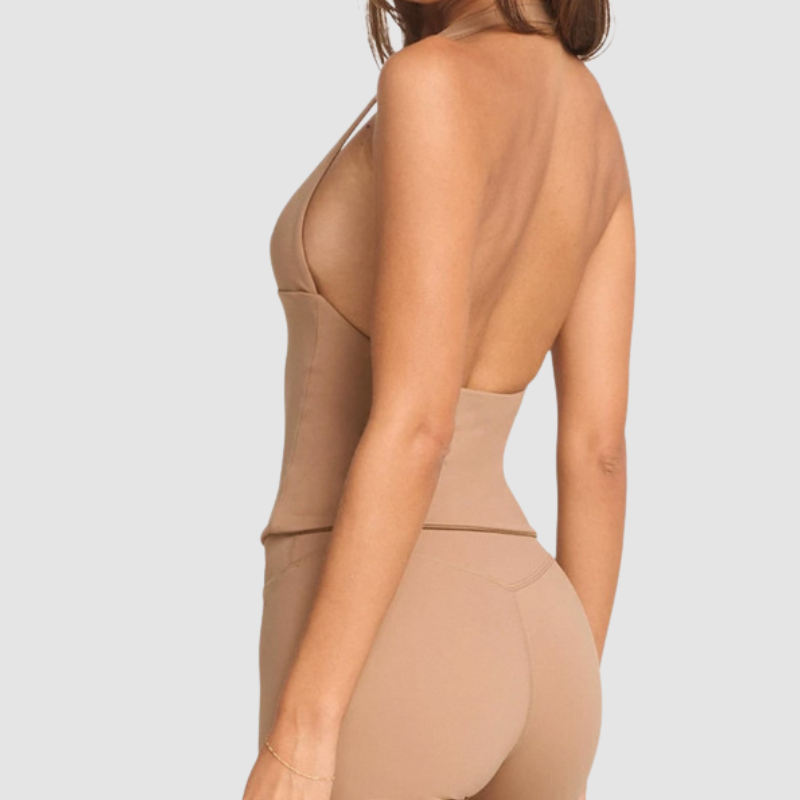 Wholesale V-neck halter neck nude quick drying sports top