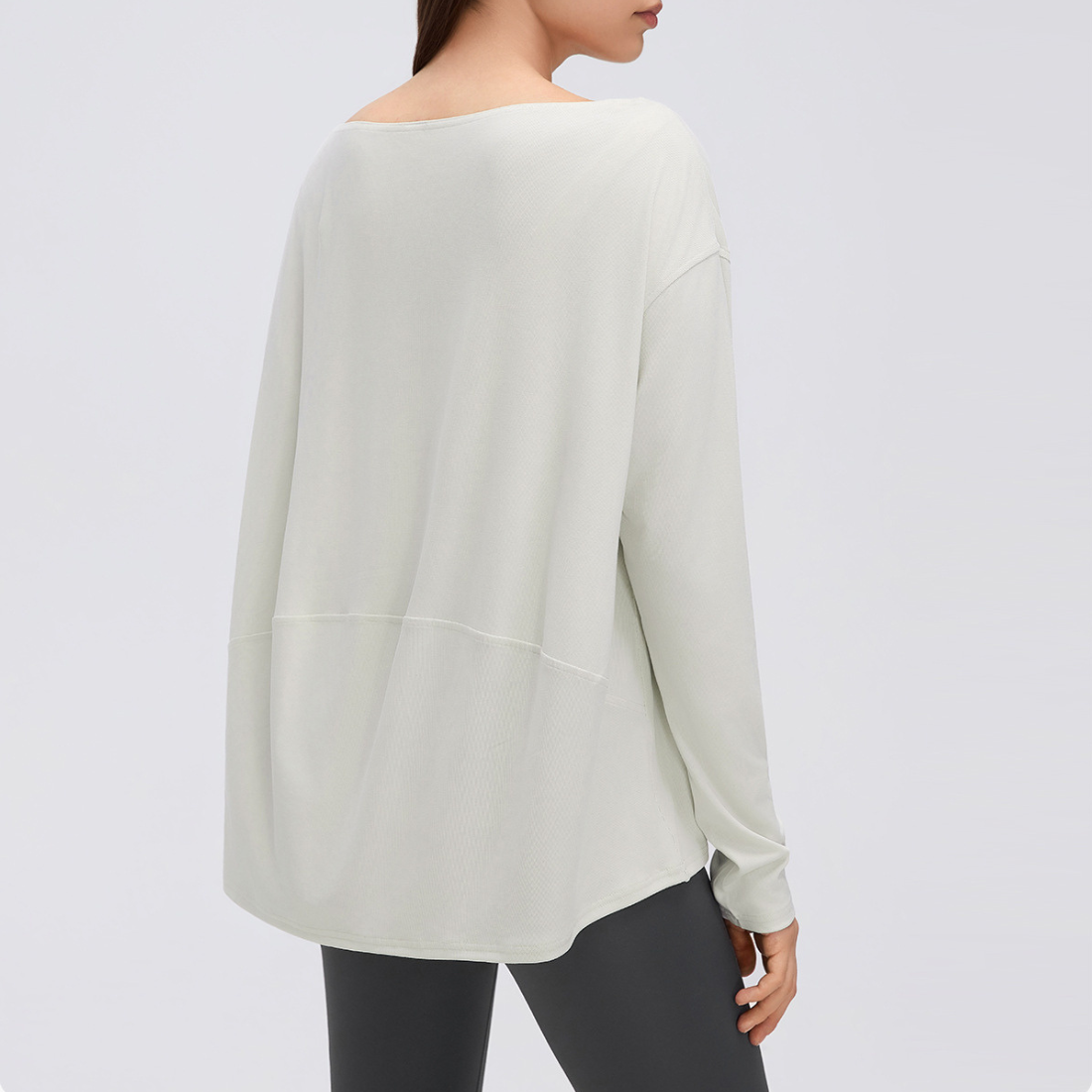 Wholesale Women's Activewear Loose Asymmetric-Shoulder Long-Sleeve Yoga Top