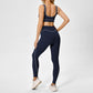 Contrasting color removable bra pads + athletic leggings 2-piece set