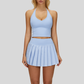 Removable Bra Pad Tank top+Anti-exposure design pleated skirt 2-piece set