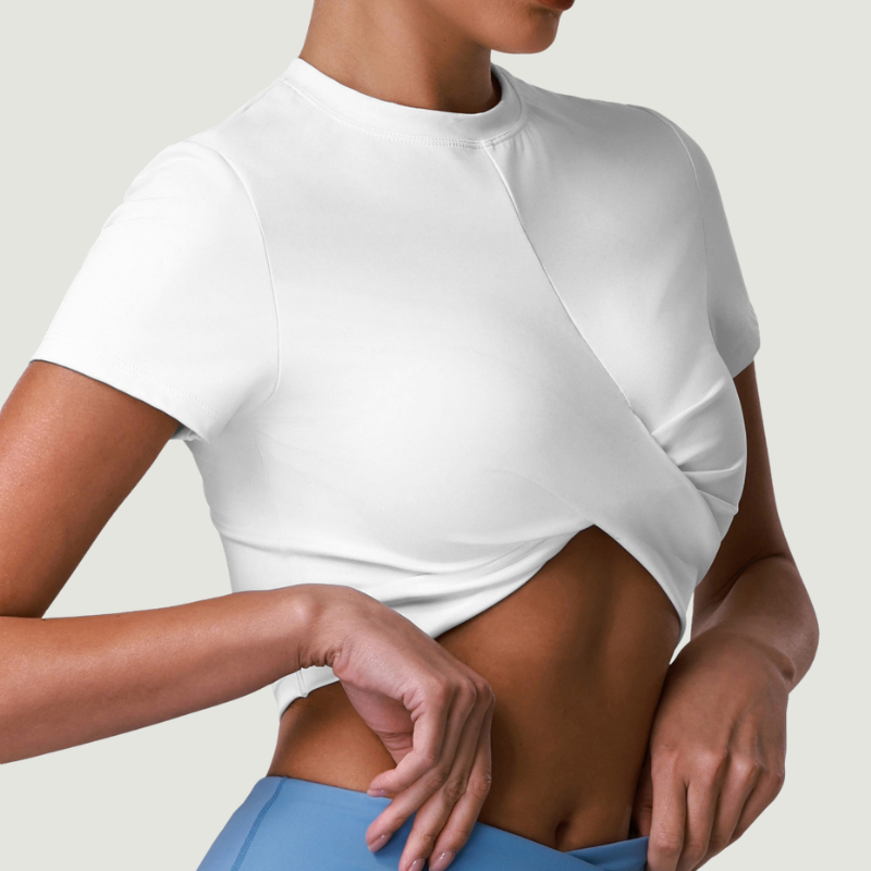 Wholesale Women's Quick-Dry Fitted Short Sleeve Crop Top – Breathable Workout Gym Activewear