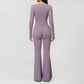 Wholesale Women's Cream-Feel Fleece Long Sleeve Top & High waisted flared Pants Set