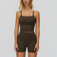 Sports vest with U-shaped+High waisted sports shorts 2-piece set