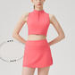 Wholesale Women's Short Sleeve Yoga Top & Tennis Skirt Set – Quick-Dry Sporty Two-Piece