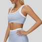 Fake two-piece contrast color stitching sports bra