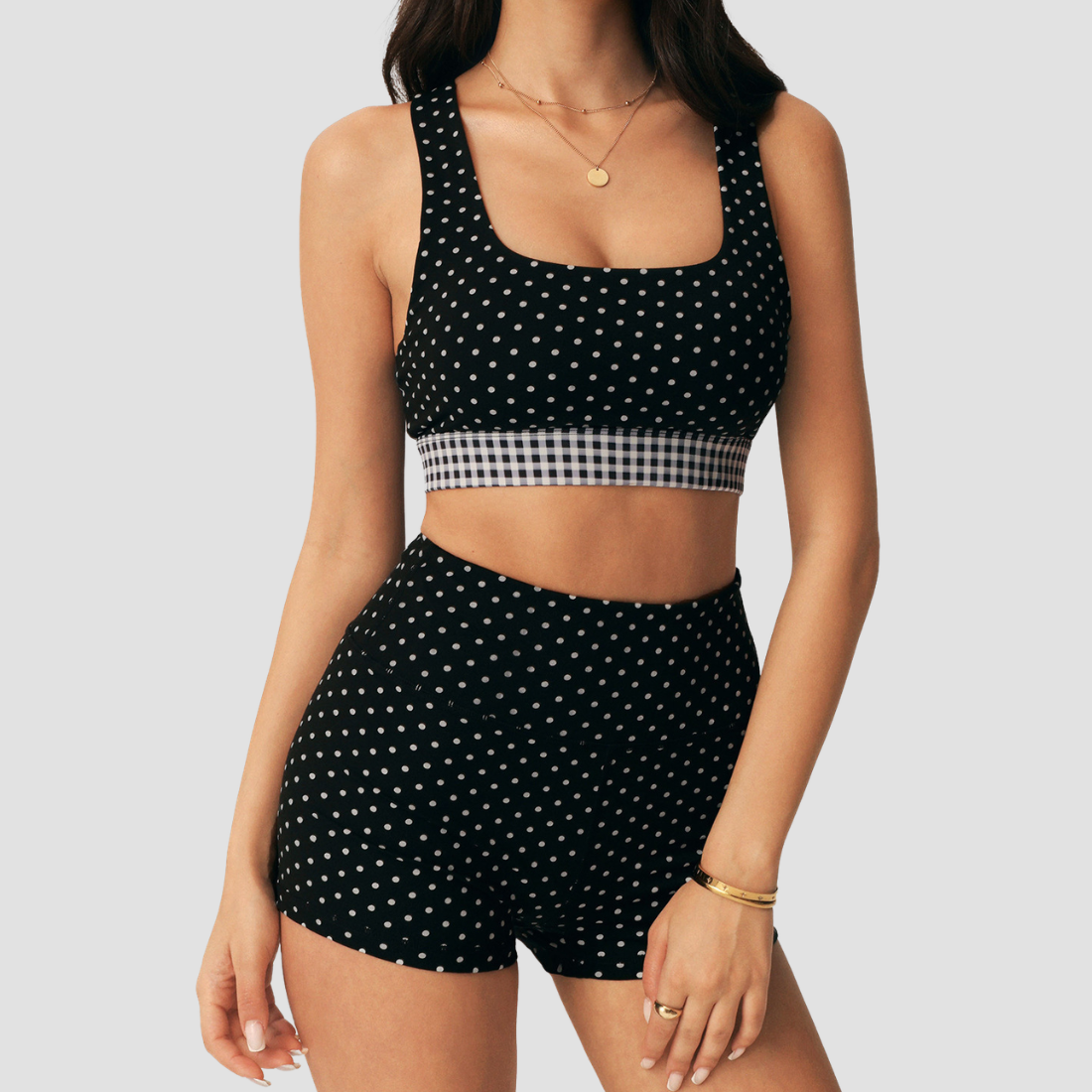 Wholesale Women's Polka Dot Pilates Set – Sports Top & Shorts