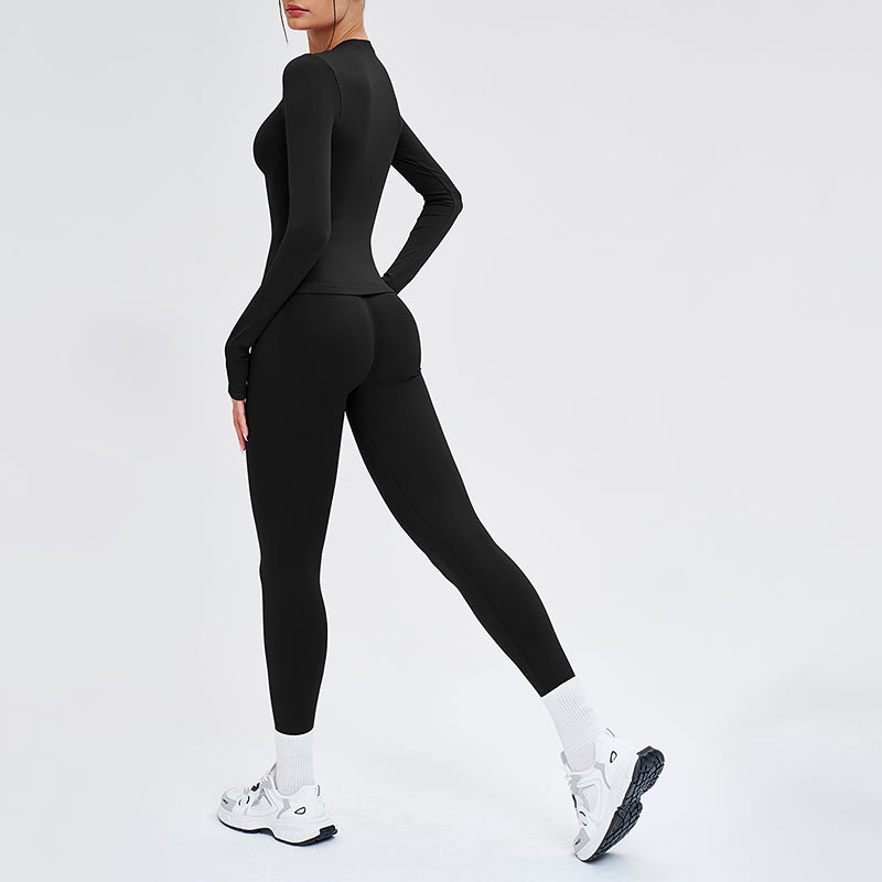 Wholesale solid color long-sleeved top + leggings