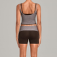 Wholesale Women's Retro Print Double-Strap Yoga Vest+High-waist Shorts Two-Piece Set