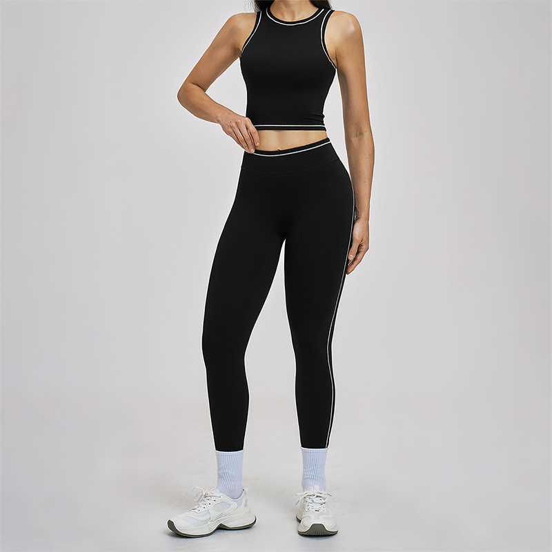 Wholesale Color Block Yoga Halter Vest + legging 2-Piece Set